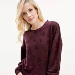 Splendid Corinna Sweatshirt in Black Cherry Leopard